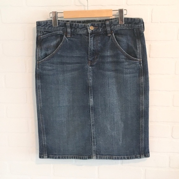 Lauren Ralph Lauren Vintage 90s Y2K Denim Pencil Skirt Dark wash Pockets 6 - Picture 1 of 9